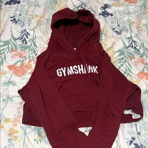 Gymshark Maroon Cropped Hoodie with White Logo